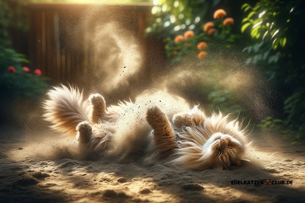 Katze die sich am Boden wälzt